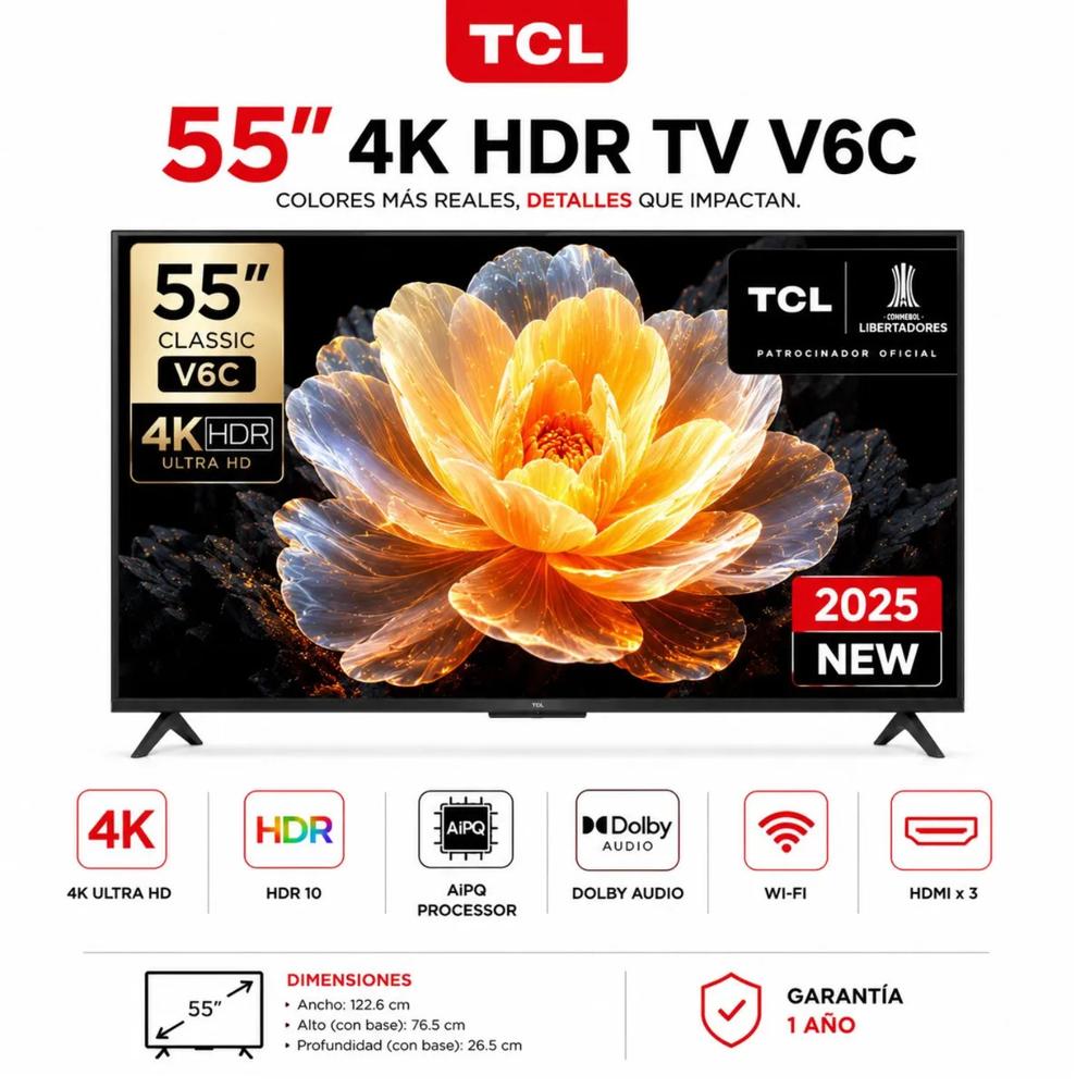 Televisor TCL 55 Led Smart UHD 4K Google Tv 55V6C