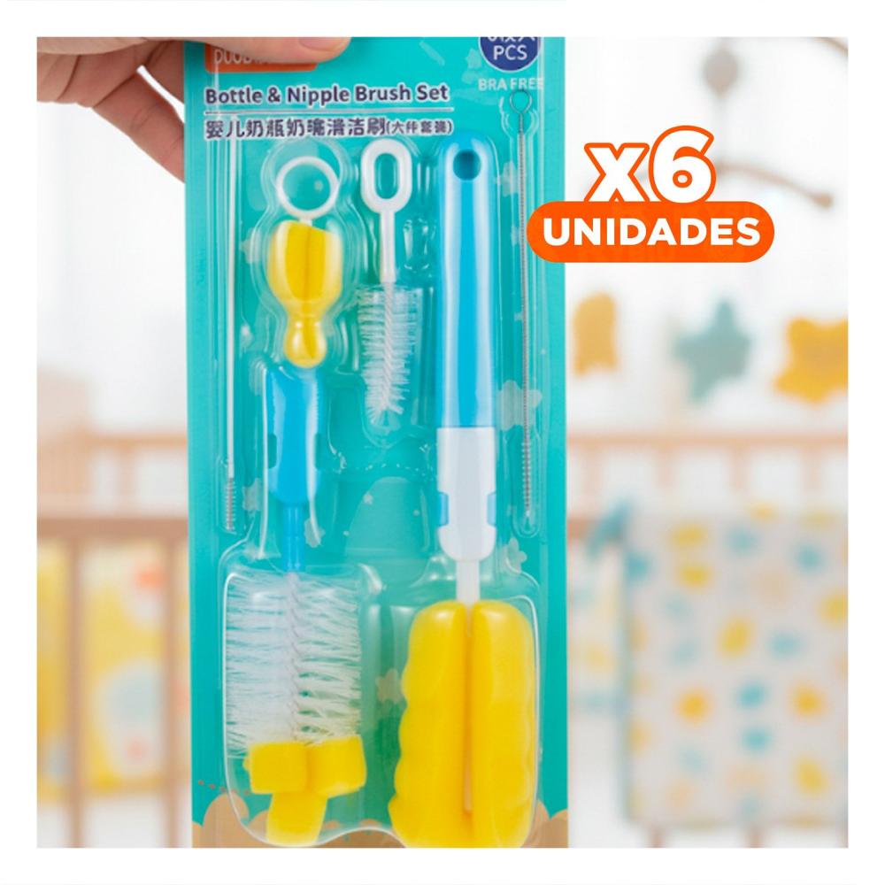Pack6 Escobillon Practico con Base para Organizar Hogar 6pzs Base Celeste Y Papel Regalo