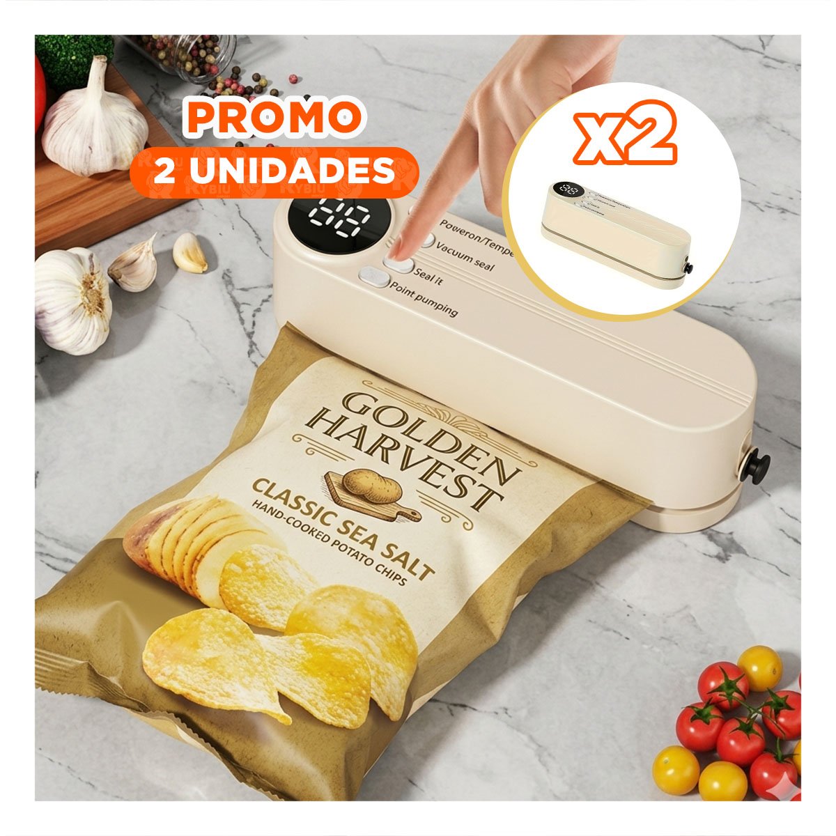 Pack2 Aparato Compacto al Vacio Beige para de Bolsas en Casa YPapel Regalo
