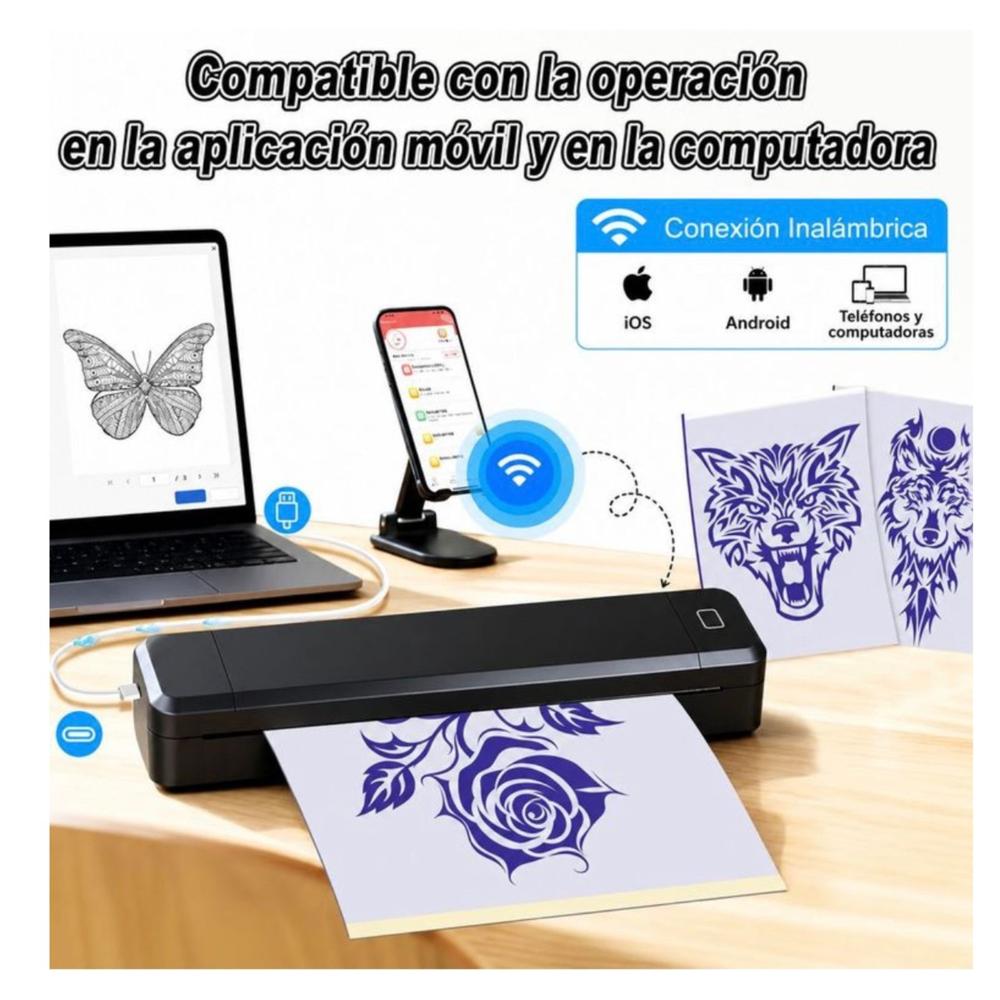 IMPRESORA TATUAJE TATOO BLUETOOTH 4A CON PAPEL