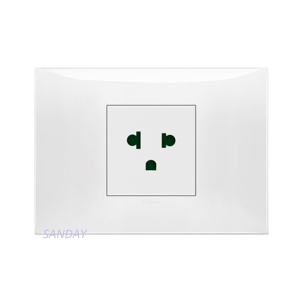 TOMACORRIENTE SIMPLE UNIVERSAL CON TIERRA NEVE UP PLACA BLANCA Y DADO BLANCO VIMAR