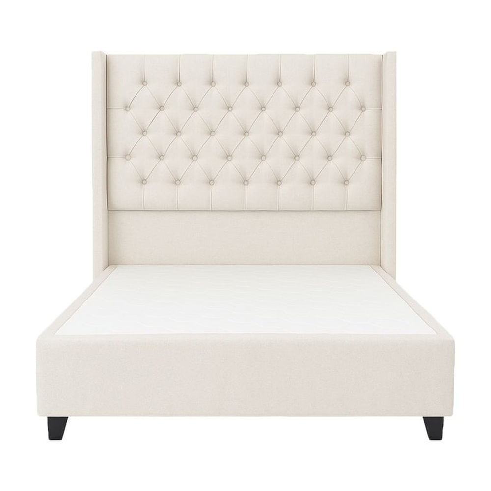 Cama Tapizada Confort Capitoné Ivory 1.5 Plz Ivory
