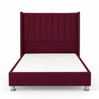 Cama Tapizada Confort Lineal Cromo Guinda 1.5 Plz