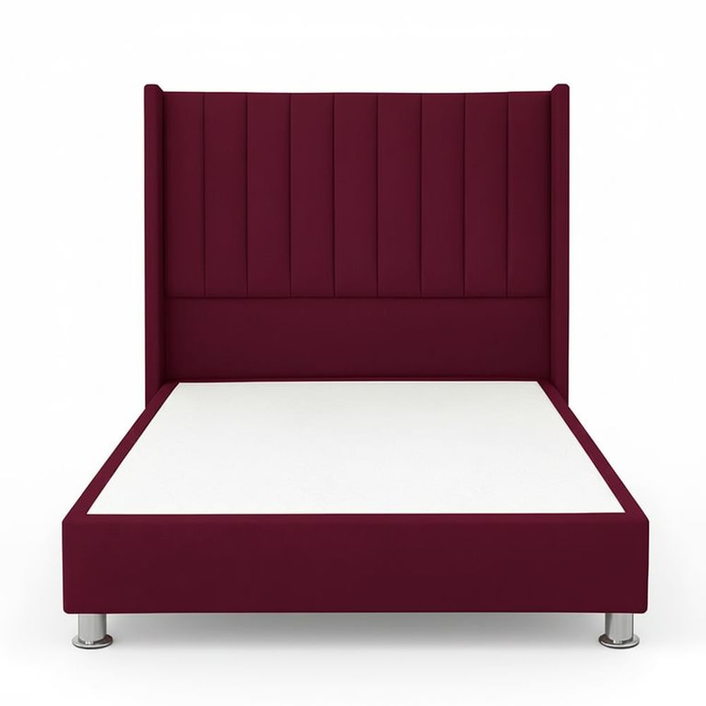Cama Tapizada Confort Lineal Cromo Guinda 1.5 Plz Guinda