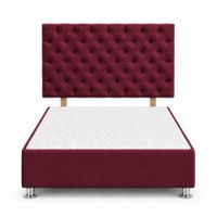Cama Tapizada Aria Cromo Capitoné Guinda 1.5 Plz