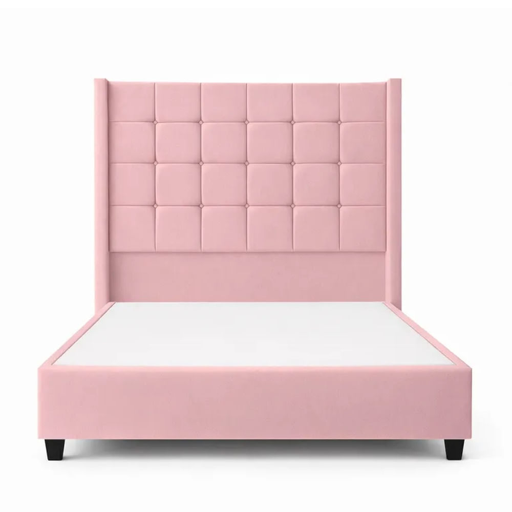 Cama Tapizada Confort Cubo Rosado 1.5 Plz Rosado