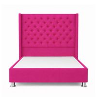 Cama Tapizada Confort Capitoné Cromo Fucsia 1.5 Plz