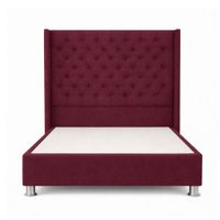 Cama Tapizada Confort Capitoné Cromo Guinda 1.5 Plz