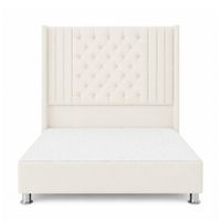 Cama Tapizada Confort Aurora Capitoné Cromo Ivory 1.5 Plz