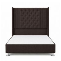Cama Tapizada Confort Aurora Capitoné Cromo Chocolate 1.5 Plz