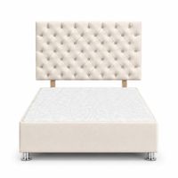 Cama Tapizada Aria Cromo Capitoné Ivory 1.5 Plz