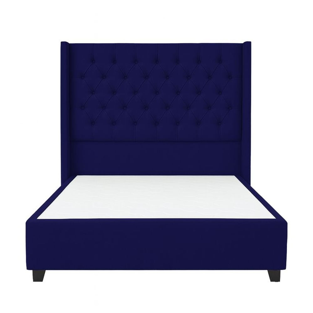 Cama Tapizada Confort Capitoné Azul 1.5 Plz Azul
