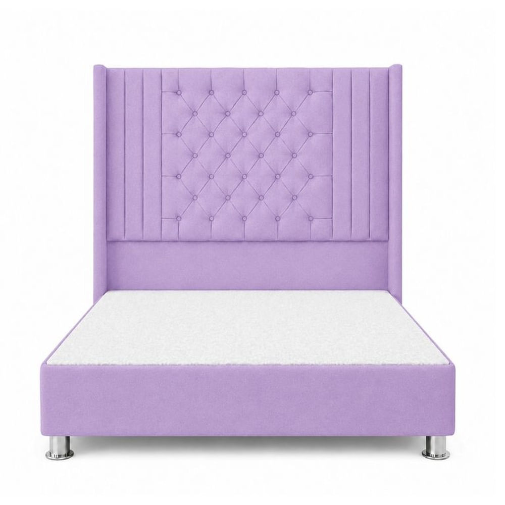 Cama Tapizada Confort Aurora Capitoné Cromo Lila 1.5 Plz Lila