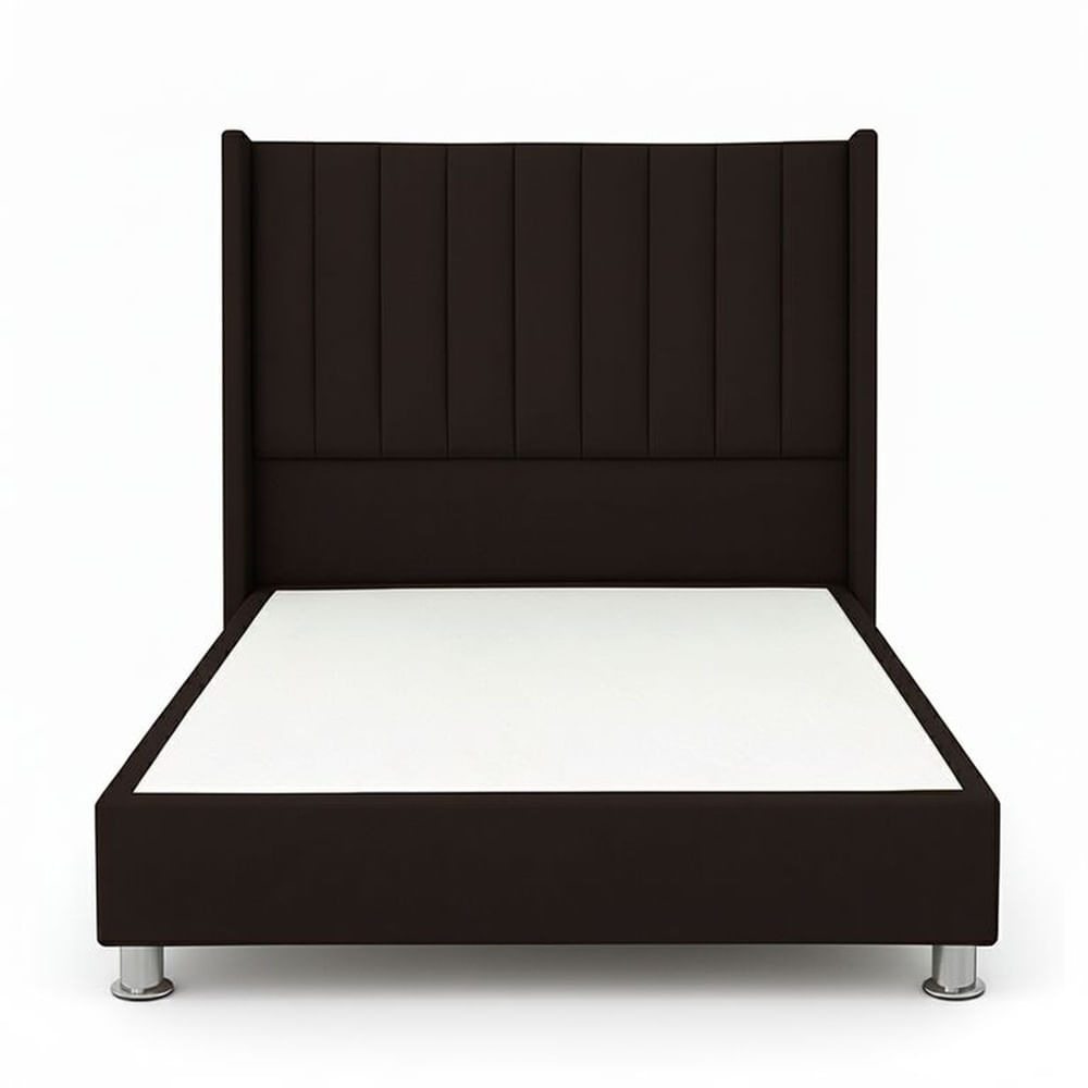 Cama Tapizada Confort Lineal Cromo Chocolate 1.5 Plz Chocolate