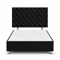 Cama Tapizada Aria Cromo Capitoné Negro 1.5 Plz