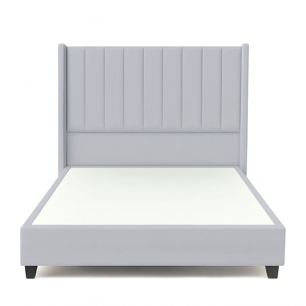 Cama Tapizada Confort Lineal Gris Claro 1.5 Plz Gris Claro