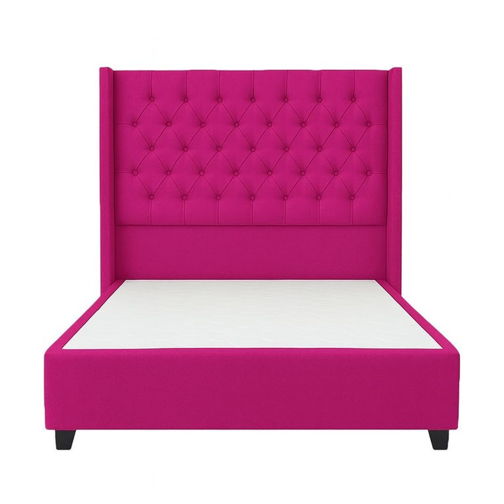 Cama Tapizada Confort Capitoné Fucsia 1.5 Plz Fucsia