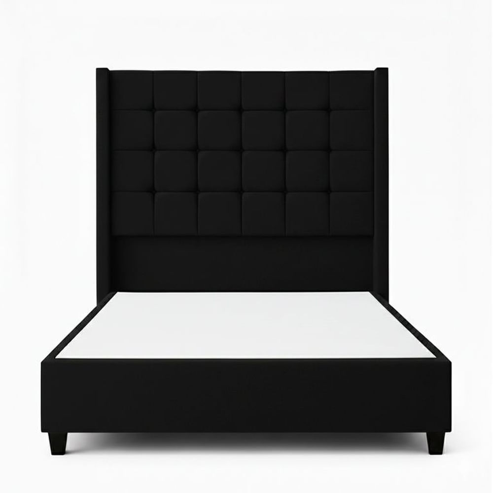 Cama Tapizada Confort Cubo Negro 1.5 Plz Negro