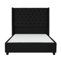 Cama Tapizada Confort Capitoné Negro 1.5 Plz