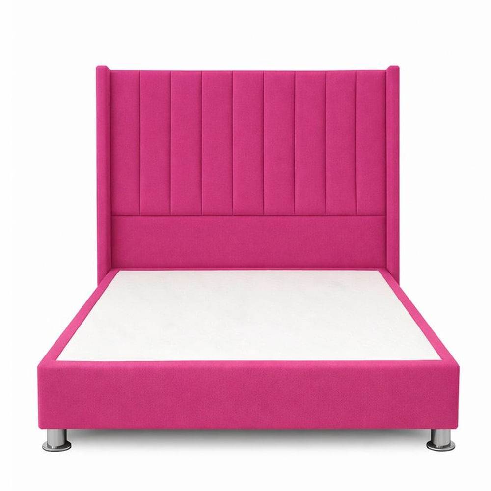 Cama Tapizada Confort Lineal Cromo Fucsia 1.5 Plz Fucsia