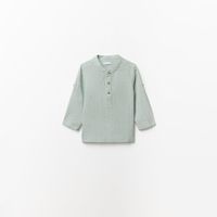 Camisa Bebe Niño Sfera Algodon Lino Rayas Verde