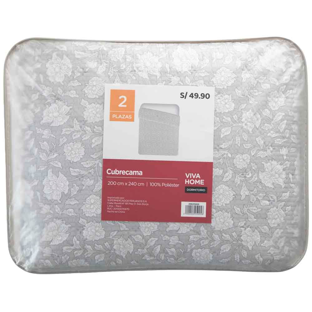 Cubrecama VIVA HOME Seersucker Gris 2 Plazas
