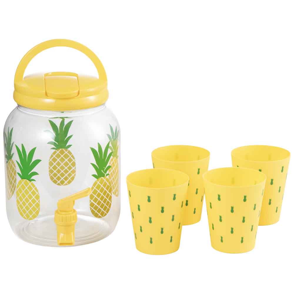 Set DECO HOME Dispensador Plástico 2.5L + 4 Vasos