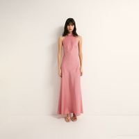 Vestido Mujer Sfera Halter Satinado Rosa