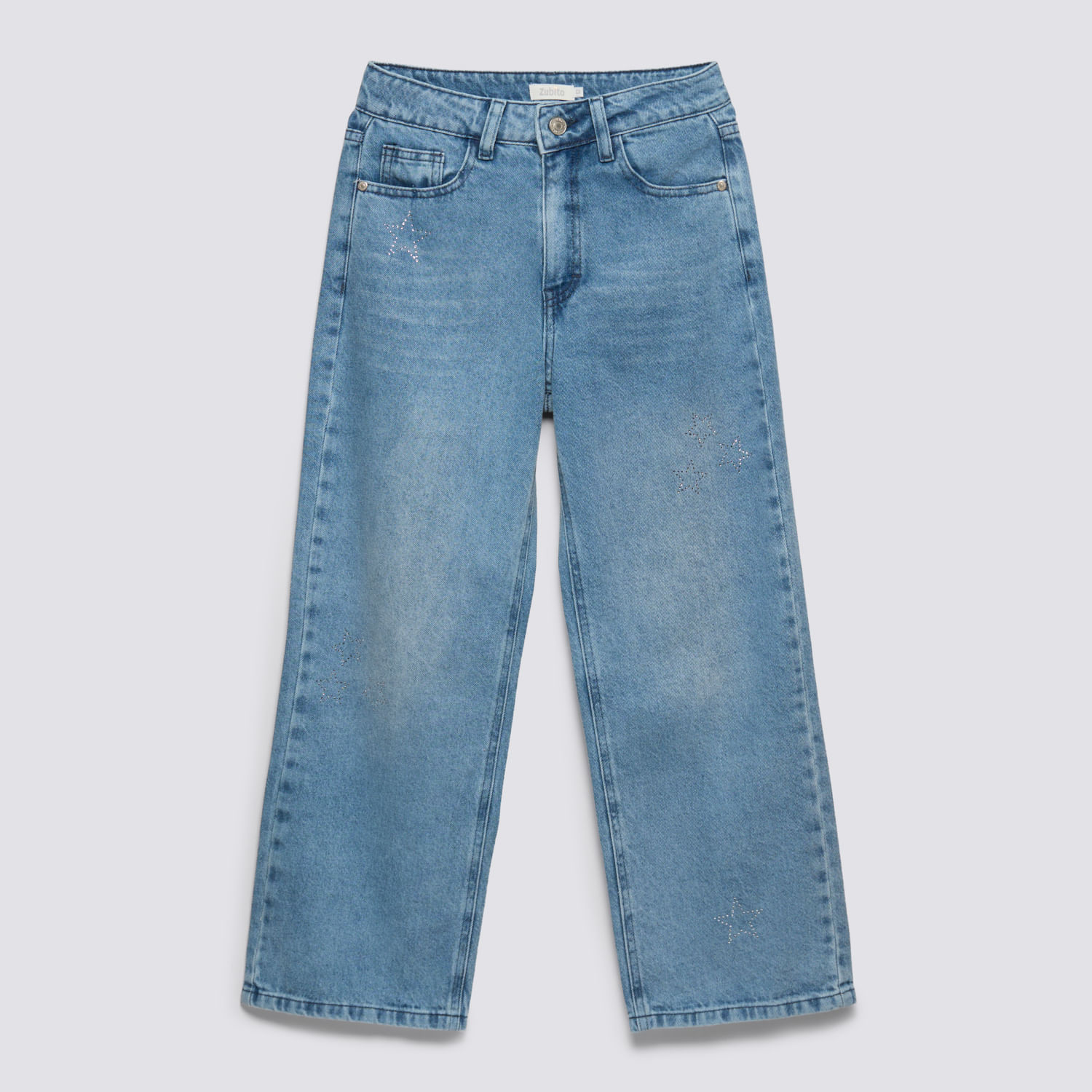 Jean Teen Niña Cute Wide Star Zubito Celeste Talla 12