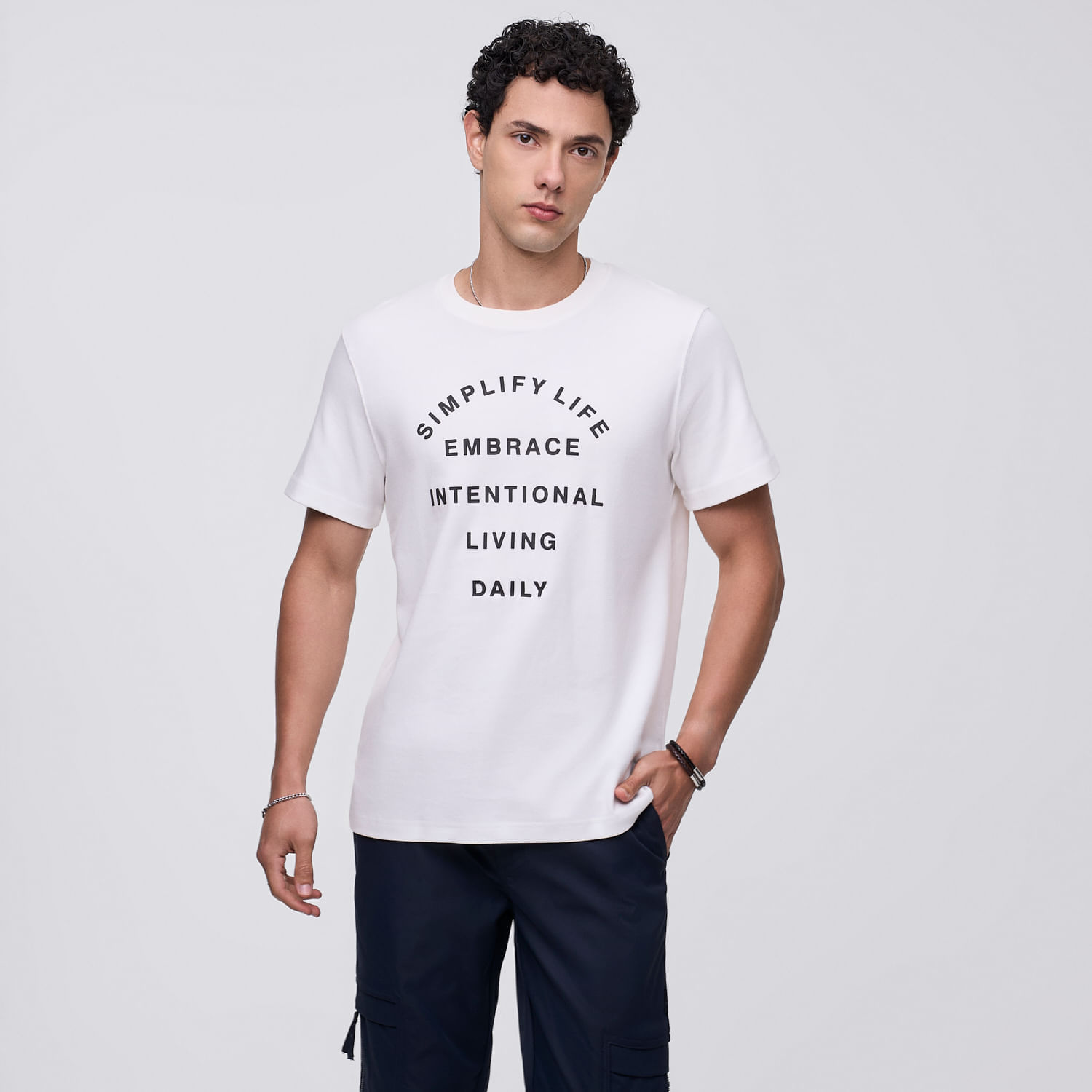 Polo Manga Corta Hombre High Text Hypnotic Ecru Talla S