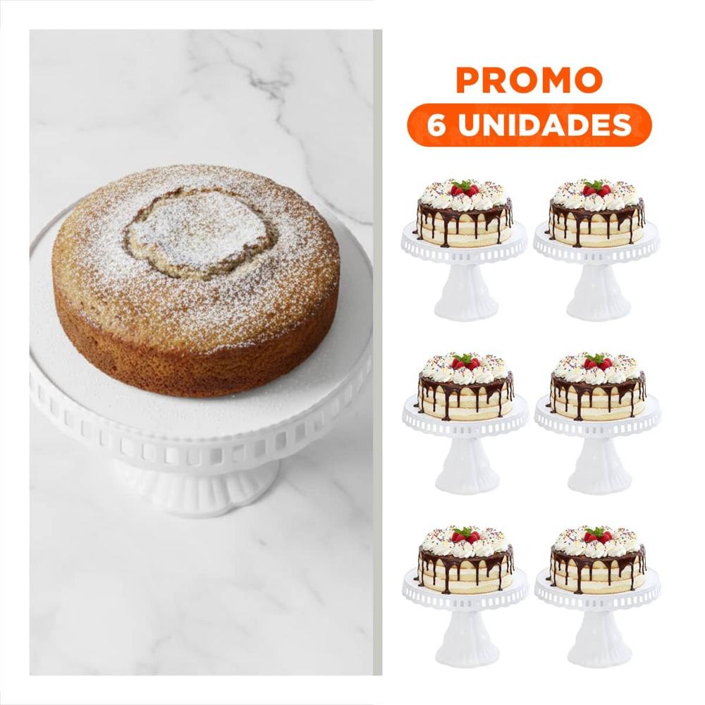 Pack6 Soporte Decorativo para Torta Blanco 32 cm para Reposteria Y Regalo Sticker