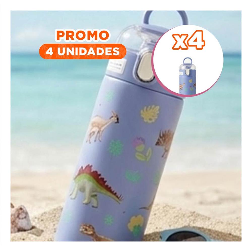 Pack4 Copo Divertido 420ml Dinosaurio Azul para Ninos en Escuela y Hogar YPapel Regalo