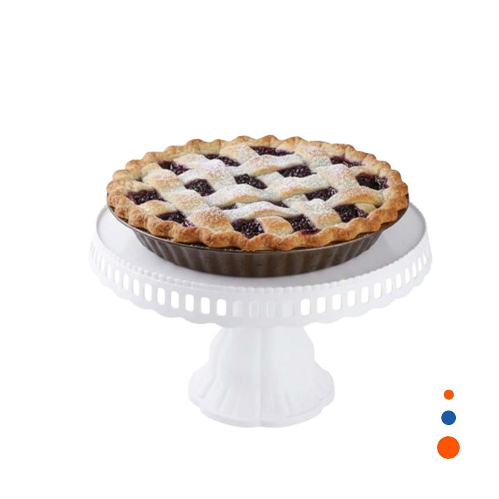Pedestal Elegante Porta Torta Blanco 32 cm para Eventos en Casa Y Regalo Sticker
