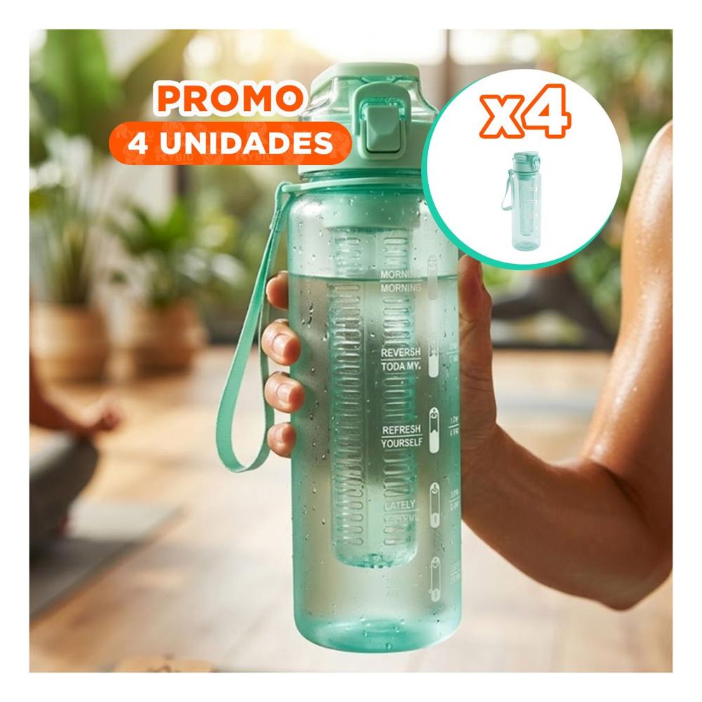 Pack4 Botellon Grande con Filtro 1000ml Verde Transparente para Hogar y Oficina YPapel Regalo