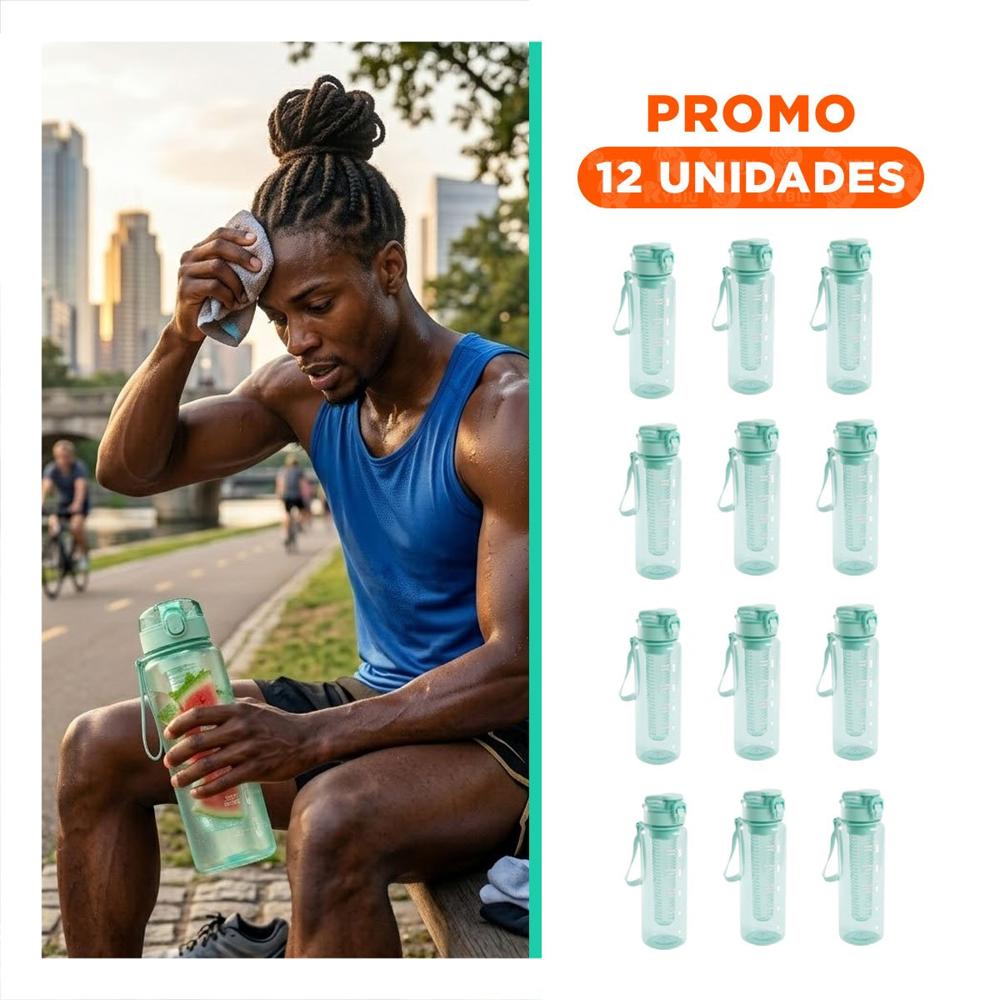 Pack12 Copa Portatil con Filtro 1000ml Verde Transparente para Beber en Casa o Oficina
