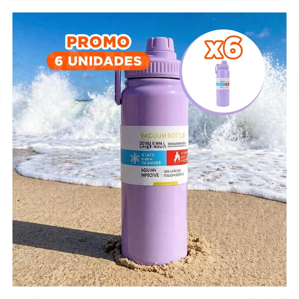 Pack6 Envase Portatil 800ml Lila con Apertura Segura para Ninos