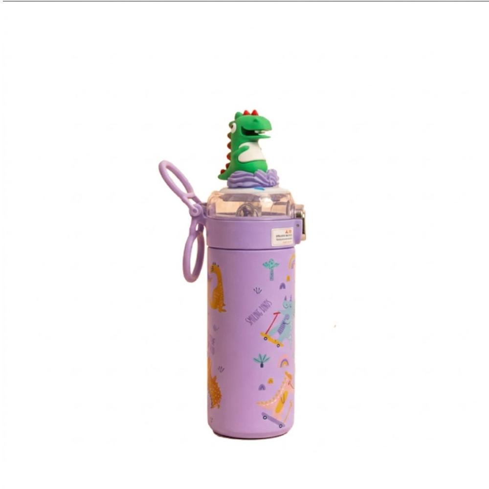 Termo Divertido 420ml Dinosaurio 3D Lila con Diseno 3D para Ninos YRegalo Sticker