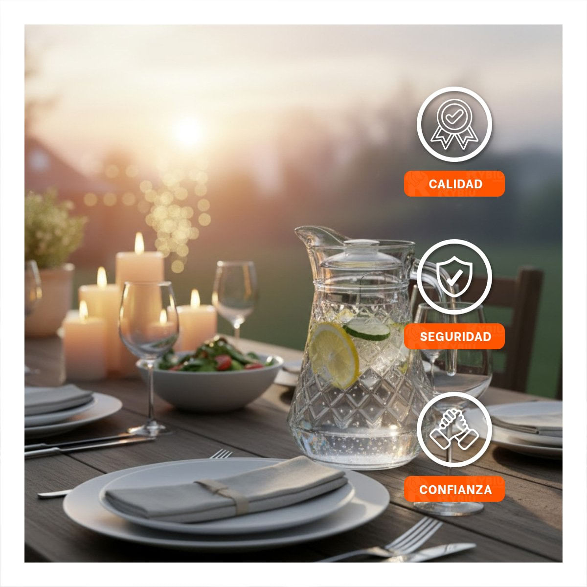 Jarra de Mesa en Vidrio Transparente con Tapa 1400 ml Y Papel Regalo