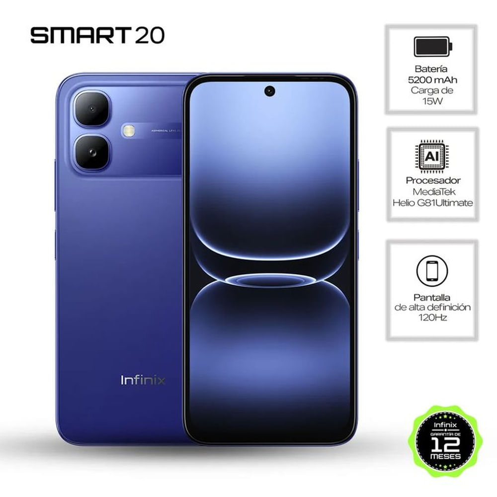 Infinix Smart 20 4G 128Gb 4 hasta 8Gb Ram Color Azul
