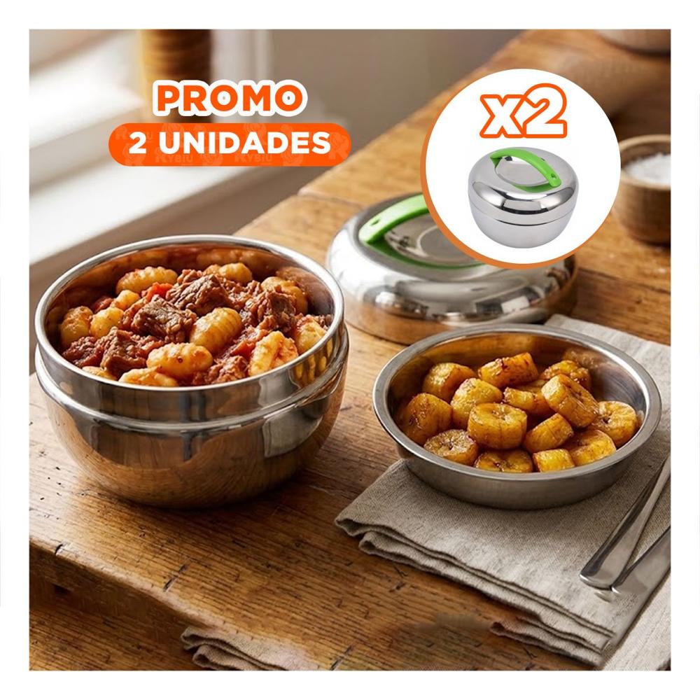 Pack2 Recipiente 1300 ml Termo Circular Acero Verde para Despensa