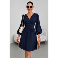 Vestido Midi Manga Larga Drapeado