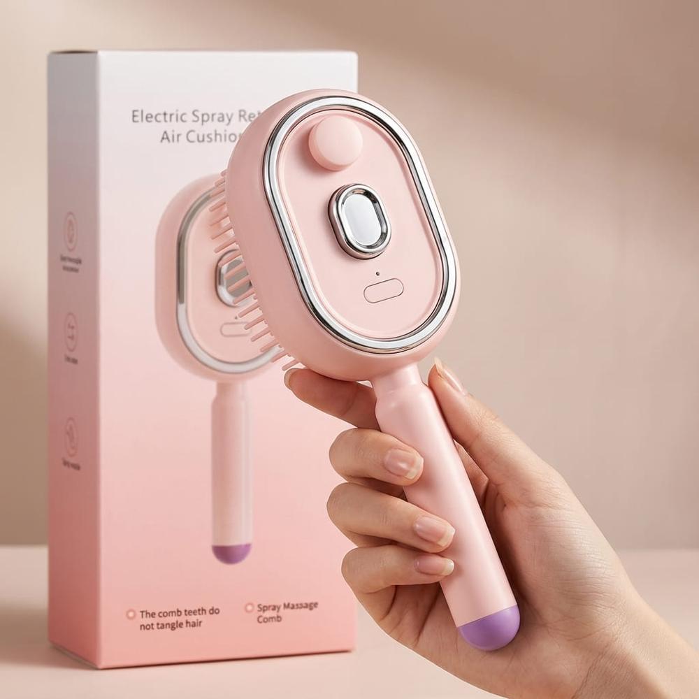 Cepillo Autolimpiante para Cabello con Spray