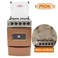 Cocina con Tapa de Vidrio y horno FADIC Sami 4H Cobre