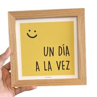 Cuadro UN DÍA A LA VEZ Casa Pizarro 17 x 17 cm marco de madera