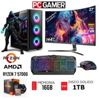 Computadora PC GAMER RYZEN 7-5700G RAM 16GB  DISCO SSD 1TB  MONITOR 27