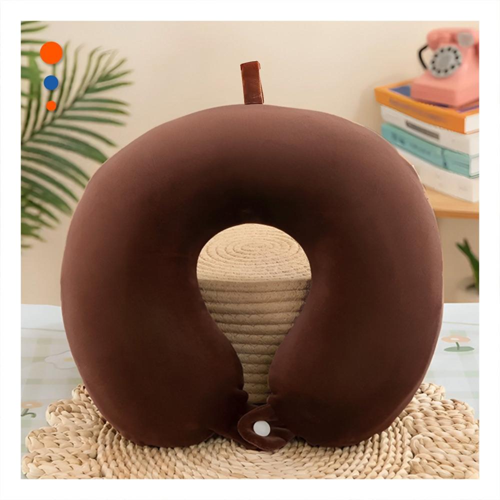 Cojin Color Marron para Cuello de Viaje con Acabado de Terciopelo Y Papel Regalo