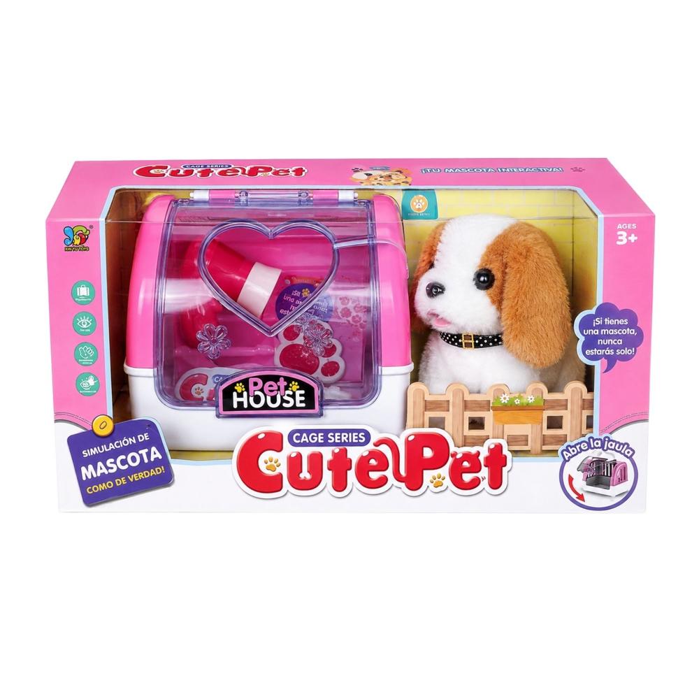 Set Perro De Peluche Interactivo Con Jaula Pet House