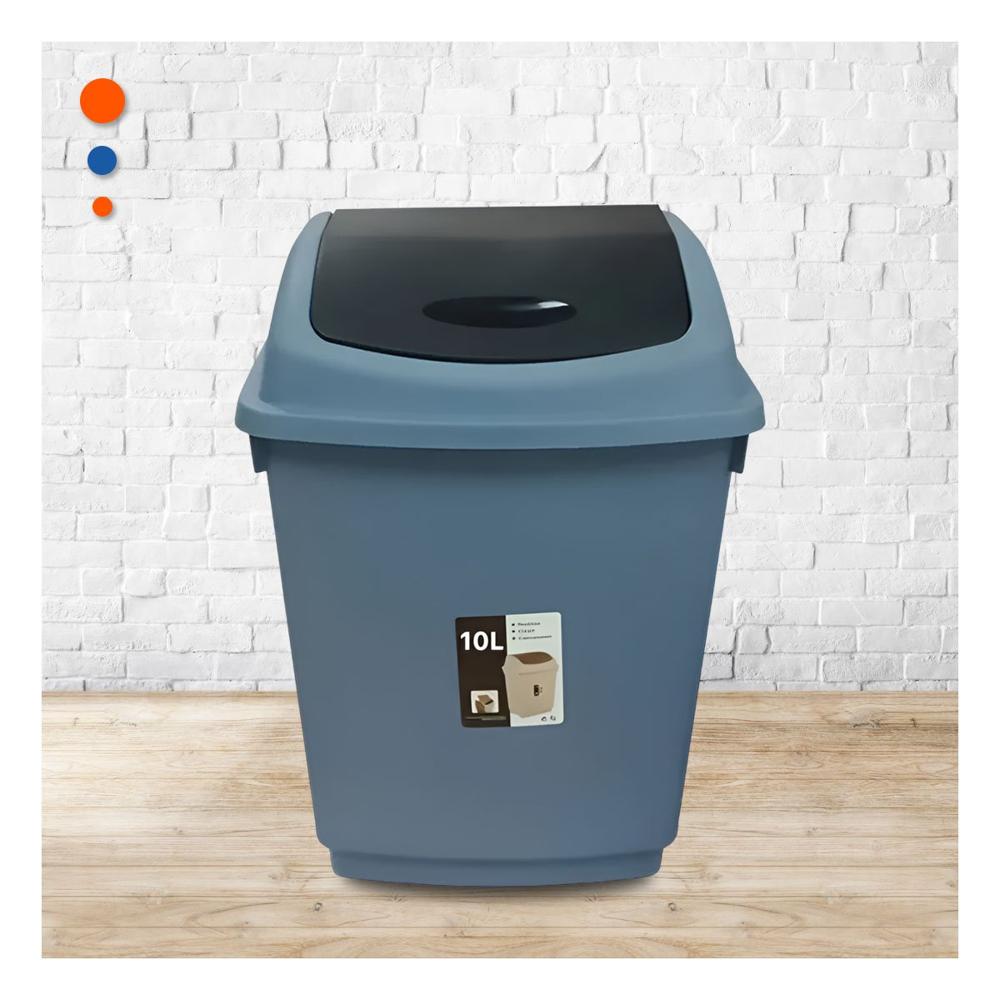 Recipiente de Basura Vaiven con Tapa en Azul y Capacidad 10L Y Regalo Sticker