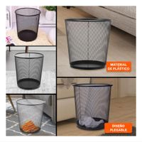 Cesto de basura negro metalica circular para sala dormitorio y cocina