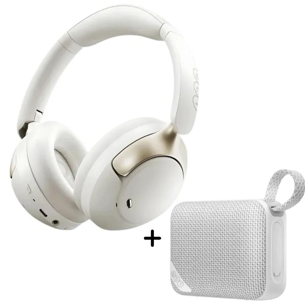 Combo QCY Audífonos H3 Pro Blanco ANC Parlante SP2 Gris